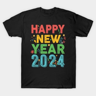 New Years Eve Party Supplies Kids Nye 2024 Happy New Year T-Shirt